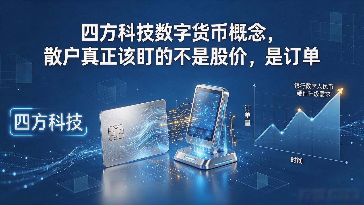 四方科技数字货币概念，散户真正该盯的不是股价，是订单