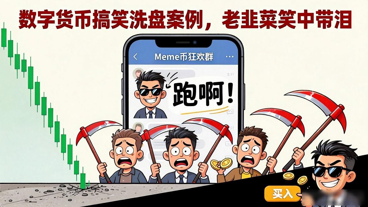 数字货币搞笑洗盘案例，老韭菜笑中带泪