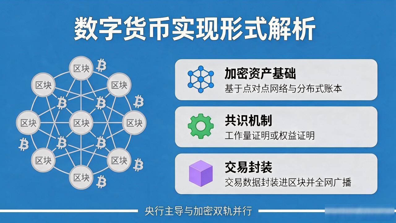数字货币实现形式全解析：央行主导与加密双轨并行