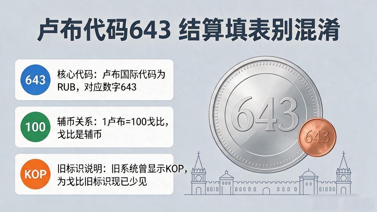 SWIFT报文RUB字母码与数字代码差异_卢布货币代码643_卢布货币数字代码