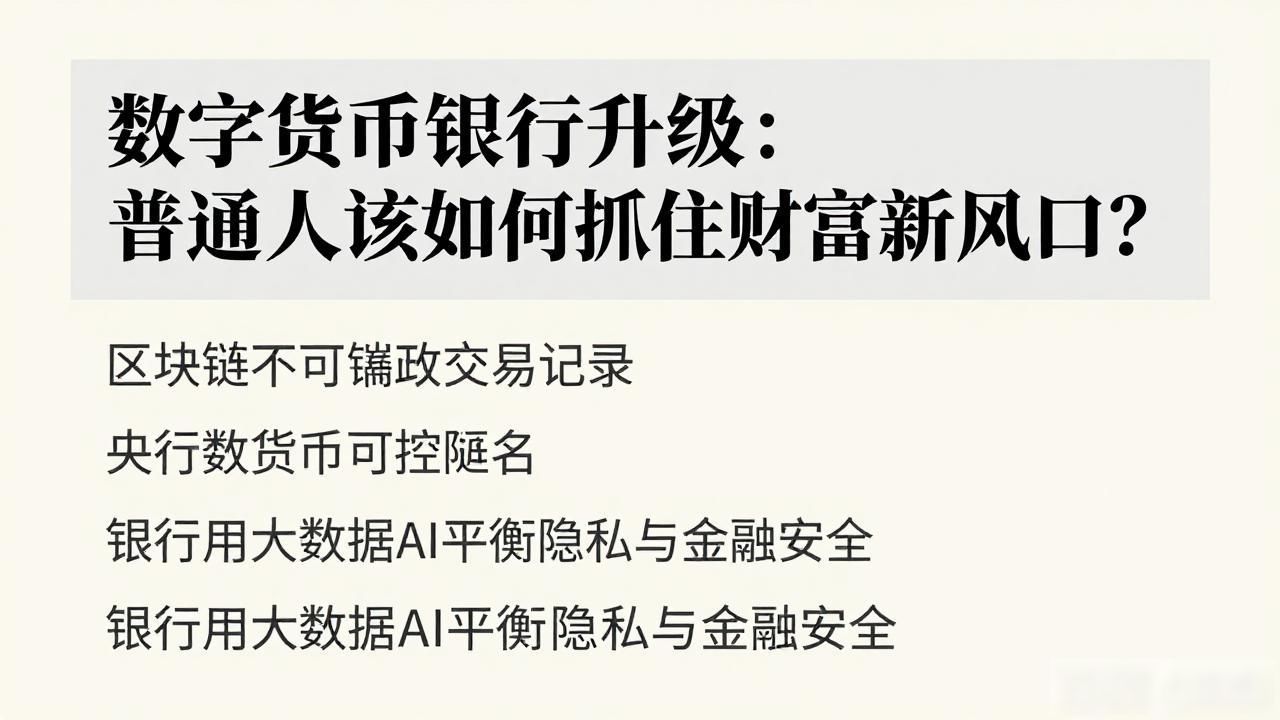 数字货币银行升级：普通人该如何抓住财富新风口？