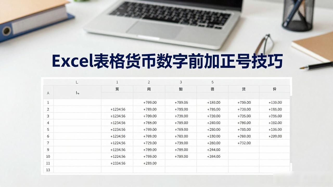 Excel表格货币数字前加正号技巧