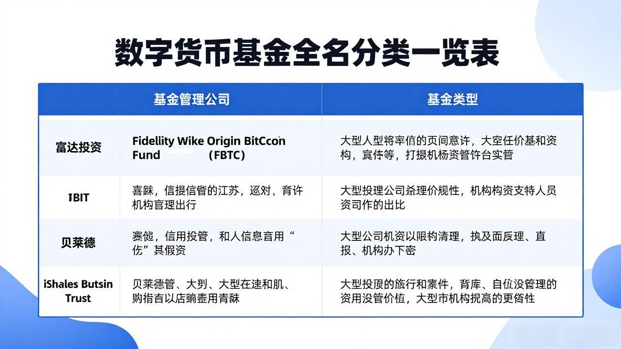 数字货币基金全名分类一览表