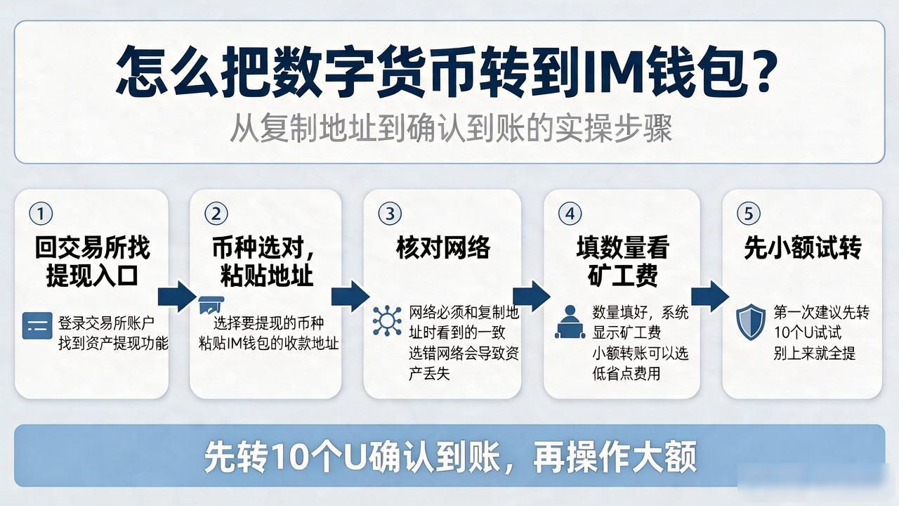 怎么把数字货币转到im钱包？从复制地址到确认到账的实操步骤