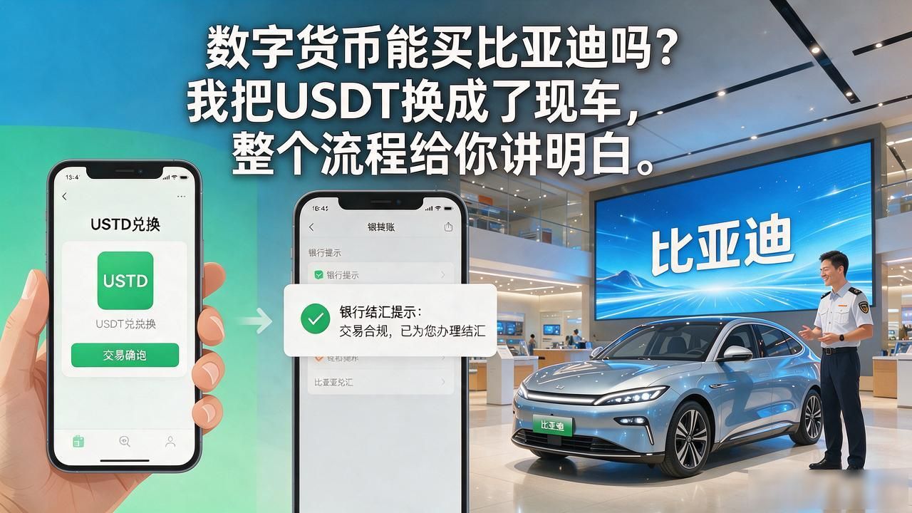 数字货币能买比亚迪吗？我把USDT换成了现车，整个流程给你讲明白